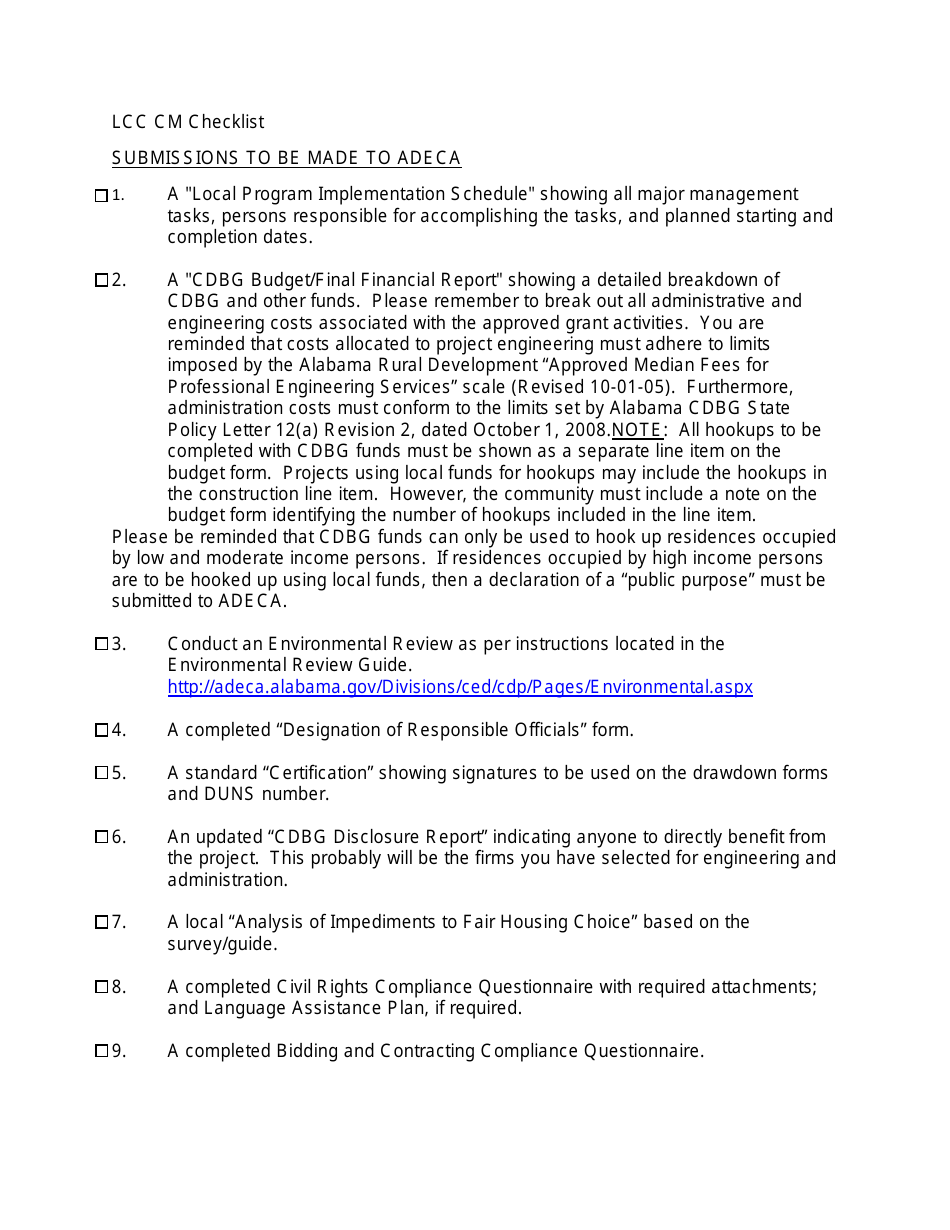 Letter of Conditional Commitment - Competitive Checklist - Alabama, Page 1
