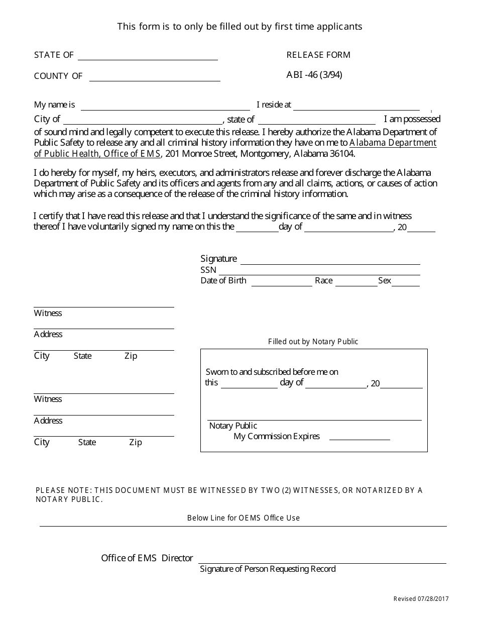 EMS Individual Licensure Application Form - Alabama, Page 2