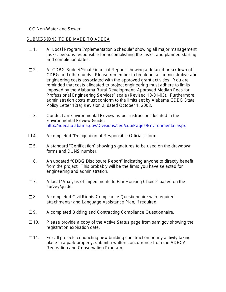 Letter of Conditional Commitment - Non-water and Sewer Checklist - Alabama, Page 1