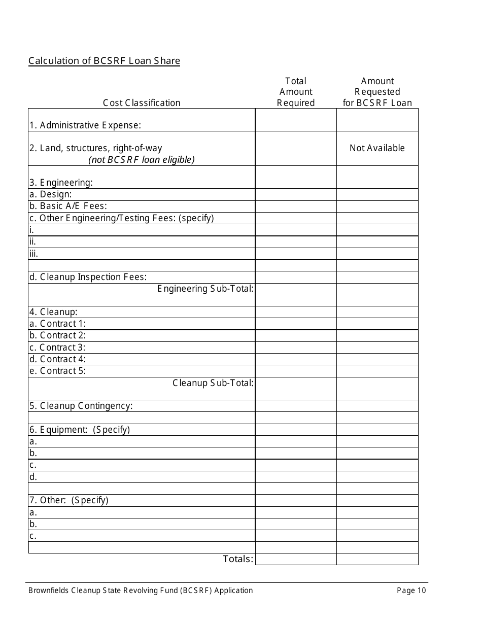ADEM Form 543 Brownfields Cleanup State Revolving Fund Application Form - Alabama, Page 10