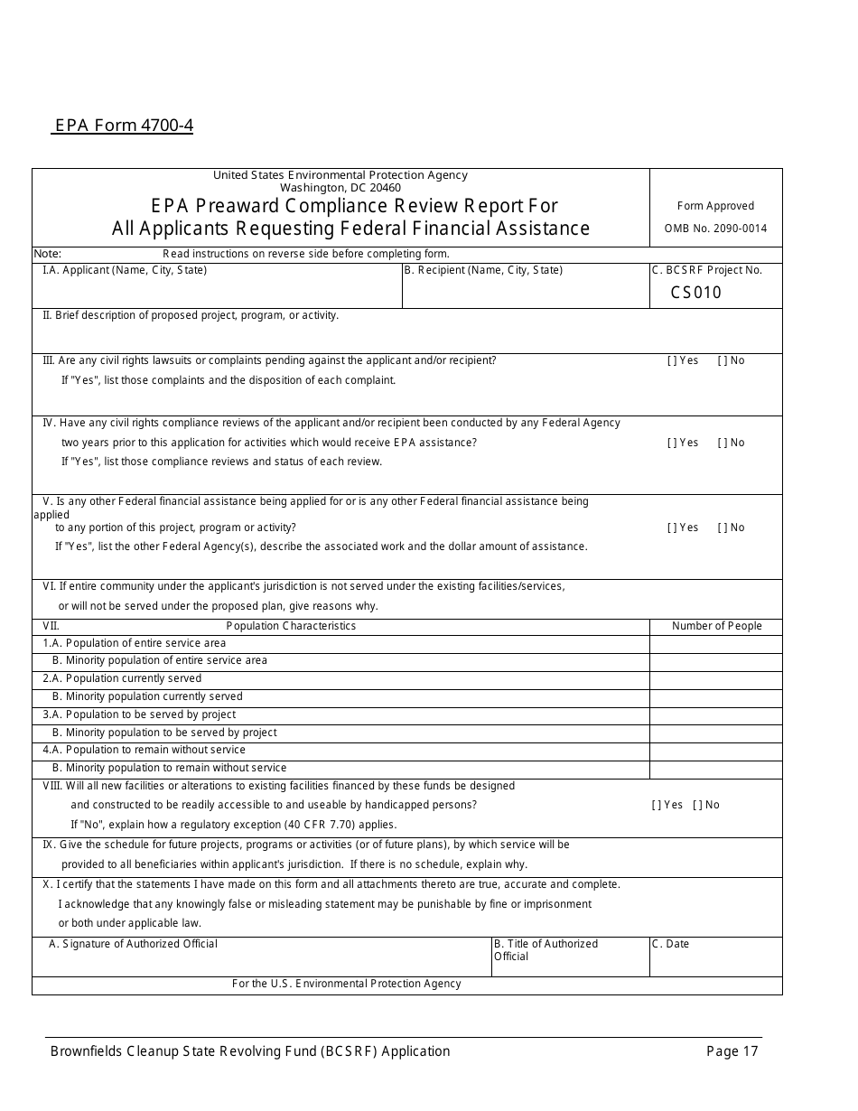 ADEM Form 543 Brownfields Cleanup State Revolving Fund Application Form - Alabama, Page 17
