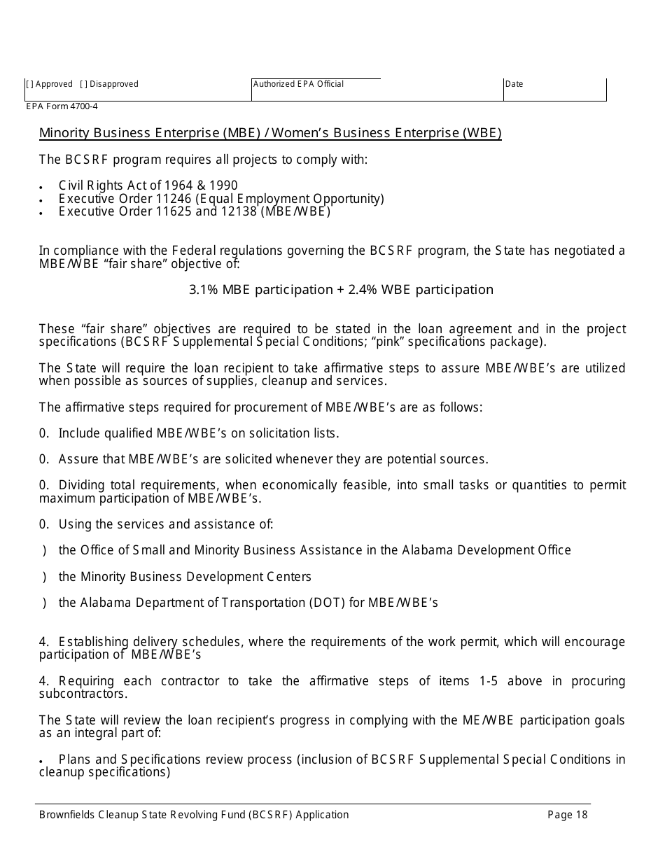 ADEM Form 543 Brownfields Cleanup State Revolving Fund Application Form - Alabama, Page 18