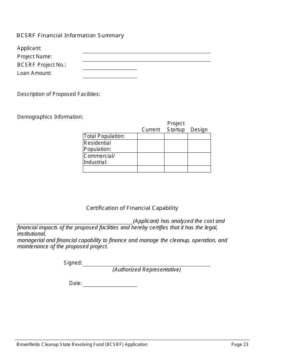 ADEM Form 543 Brownfields Cleanup State Revolving Fund Application Form - Alabama, Page 23