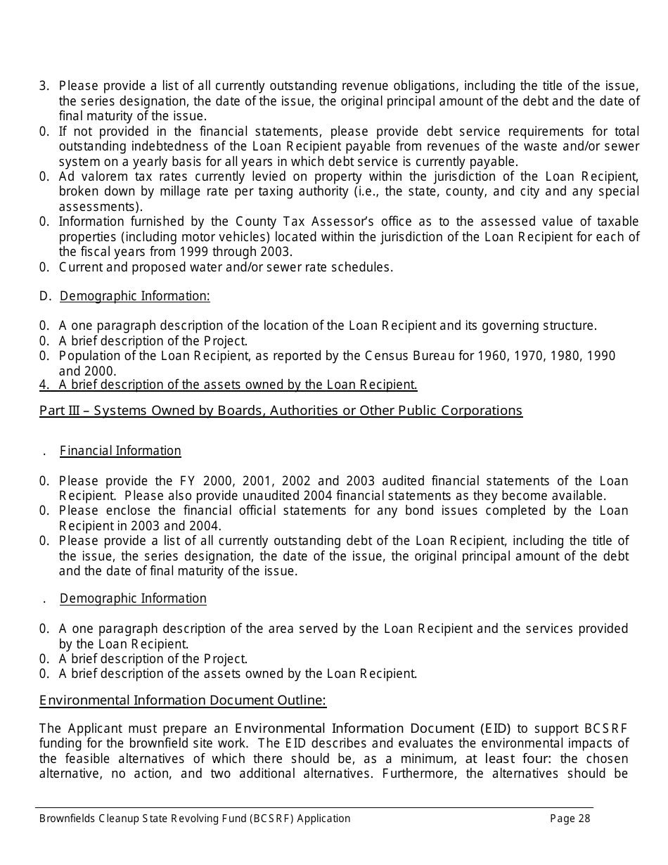 ADEM Form 543 Brownfields Cleanup State Revolving Fund Application Form - Alabama, Page 28