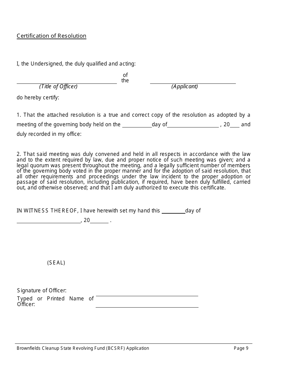 ADEM Form 543 Brownfields Cleanup State Revolving Fund Application Form - Alabama, Page 9