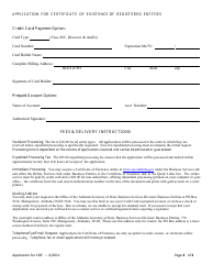 Application for Certificate of Existence of Registered Entities - Alabama, Page 2