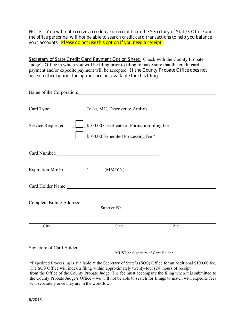 Domestic Nonprofit Corporation Certificate of Formation - Alabama, Page 4