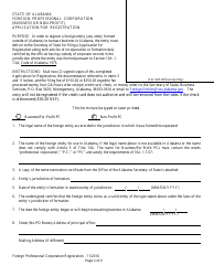 Document preview: Foreign Professional Corporation (Business or Non-profit) Application for Registration - Alabama