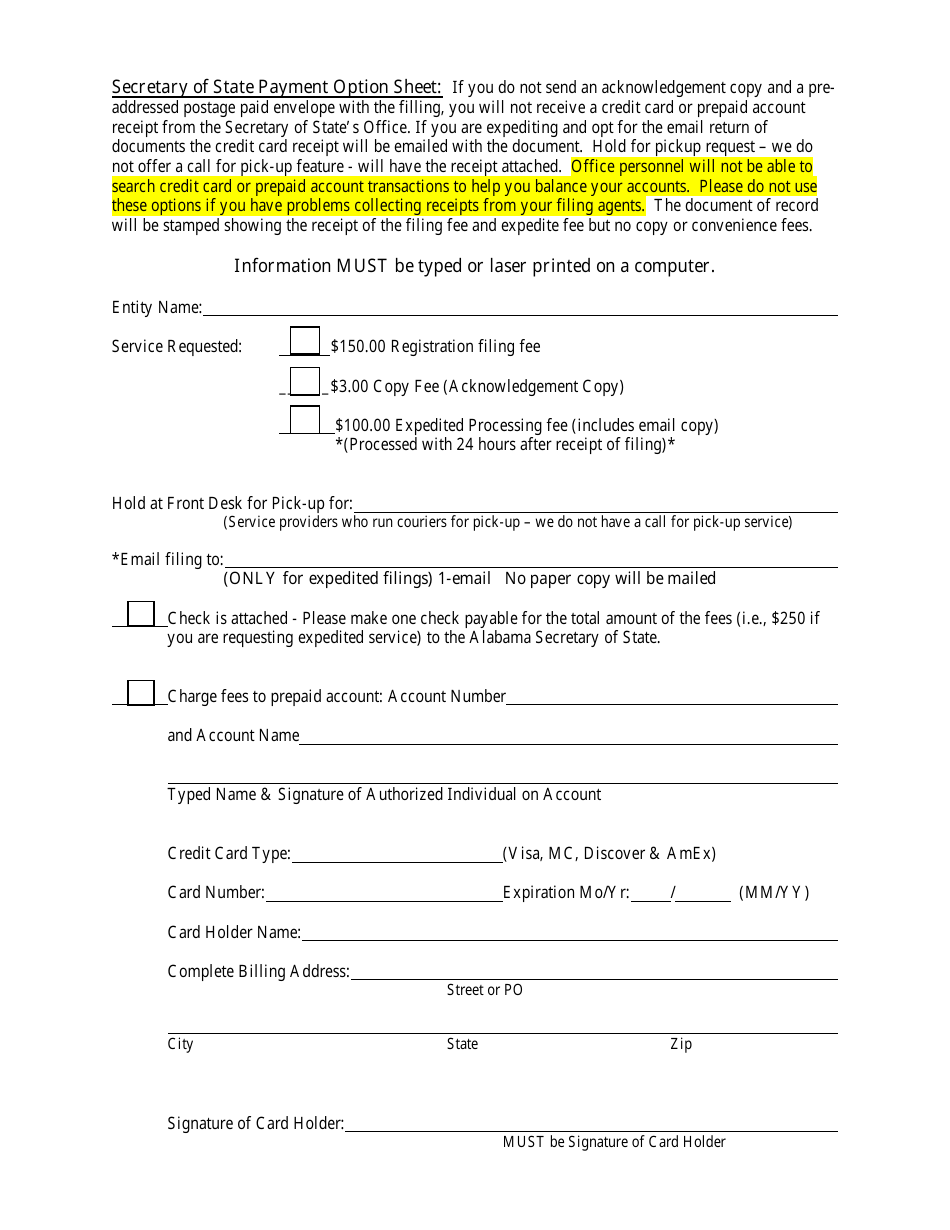 Foreign Professional Corporation (Business or Non-profit) Application for Registration - Alabama, Page 3