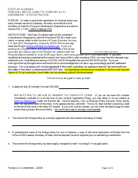 Document preview: Foreign Limited Liability Company (LLC) Amendment to Registration - Alabama