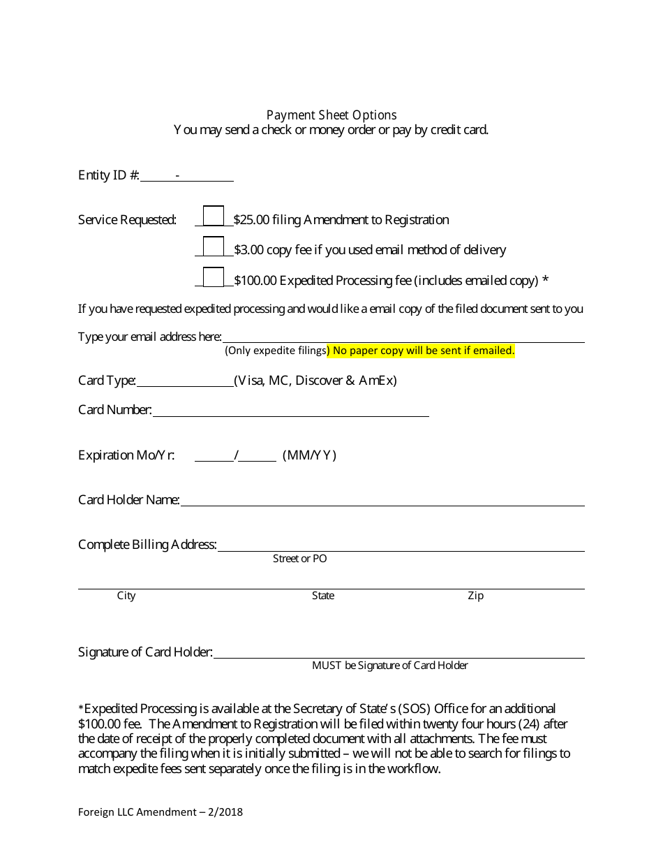 Foreign Limited Liability Company (LLC) Amendment to Registration - Alabama, Page 3
