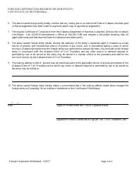Foreign Corporation (Business or Non-profit) Certificate of Withdrawal - Alabama, Page 2