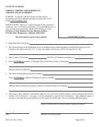 Document preview: Foreign Limited Partnership (Lp) Certificate of Authority - Alabama
