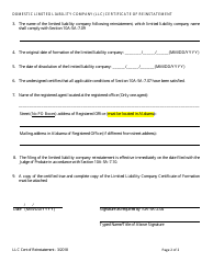 Domestic Limited Liability Company (LLC) Certificate of Reinstatement - Alabama, Page 2