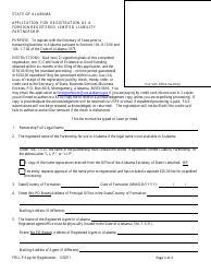 Document preview: Application for Registration as a Foreign Registered Limited Liability Partnership - Alabama