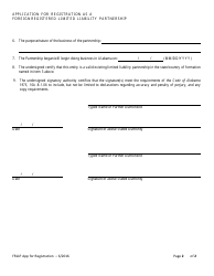 &quot;Application for Registration as a Foreign Registered Limited Liability Partnership&quot; - Alabama, Page 2