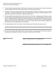 Foreign Limited Partnership (Lp) Certificate of Withdrawal - Alabama, Page 2