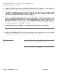 Foreign Registered Limited Liability Partnership Certificate of Withdrawal - Alabama, Page 2