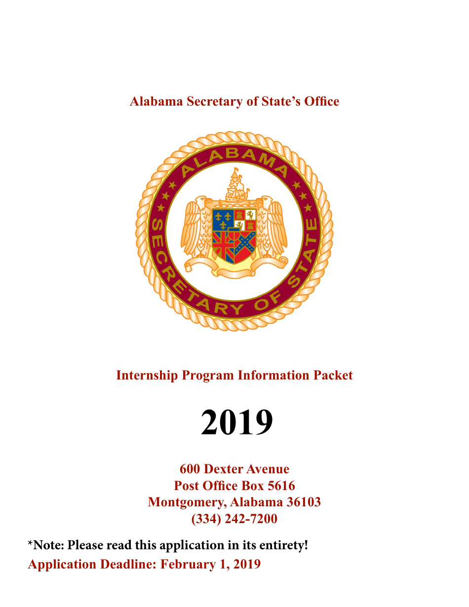 2019 Alabama Internship Program Information Packet Fill Out, Sign Online and Download PDF