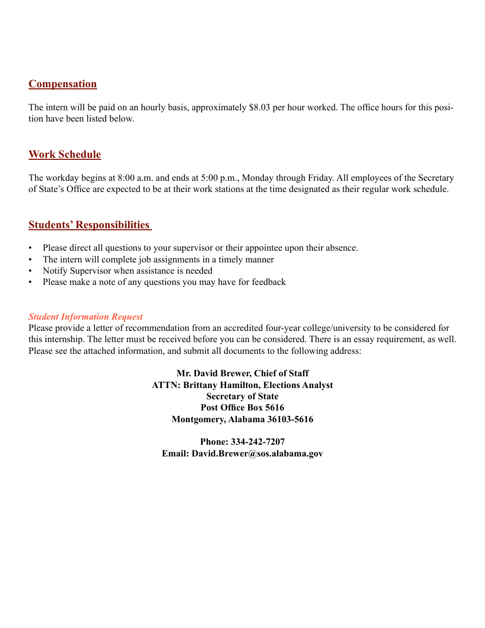 Internship Program Information Packet - Alabama, Page 5