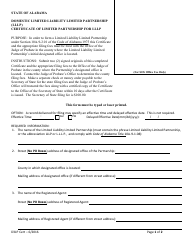 Domestic Limited Liability Limited Partnership (Lllp) Certificate of Limited Partnership for Lllp - Alabama