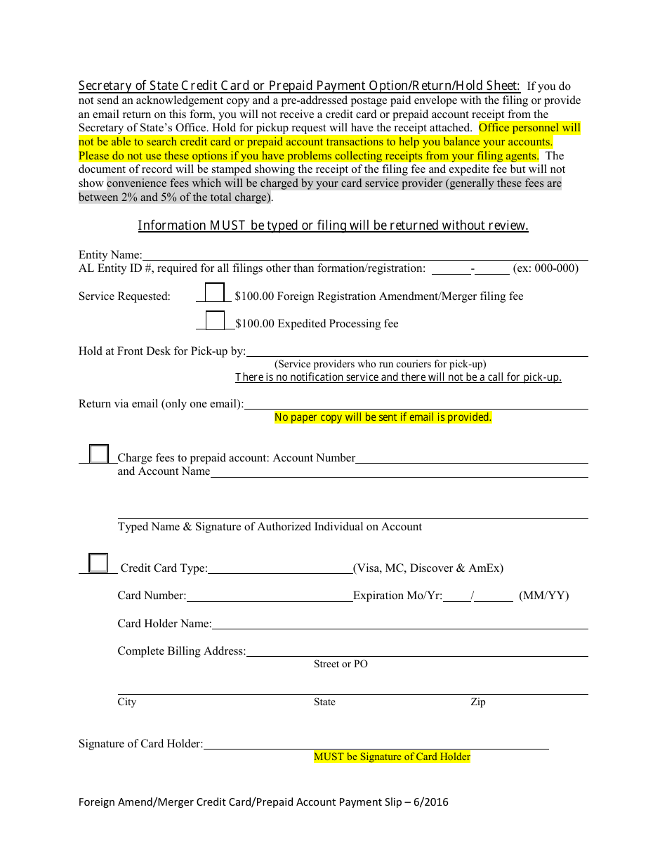Form F2F Foreign Entity Amendment to Registration - Certificate / Statement of Merger - Alabama, Page 3