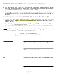 Conversion of a Domestic Entity - Business Corporation to Limited Liability Company - Alabama, Page 3