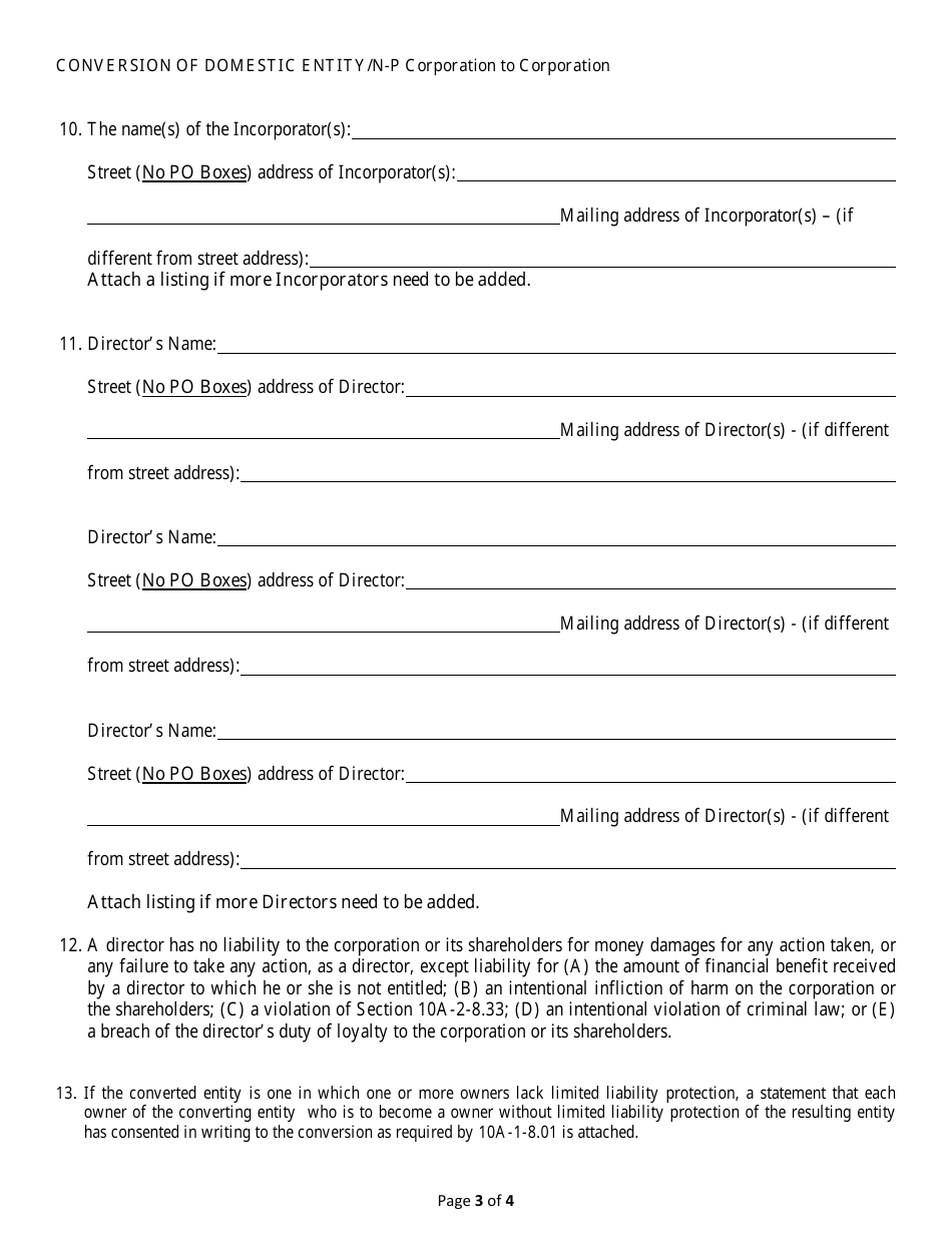 Conversion of a Domestic Entity - Non-profit Corporation to Corporation - Alabama, Page 3