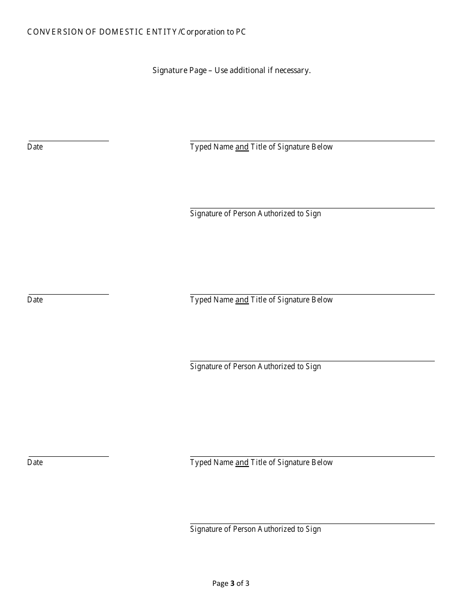 Conversion of a Domestic Entity - Corporation to Professional Corporation - Alabama, Page 3