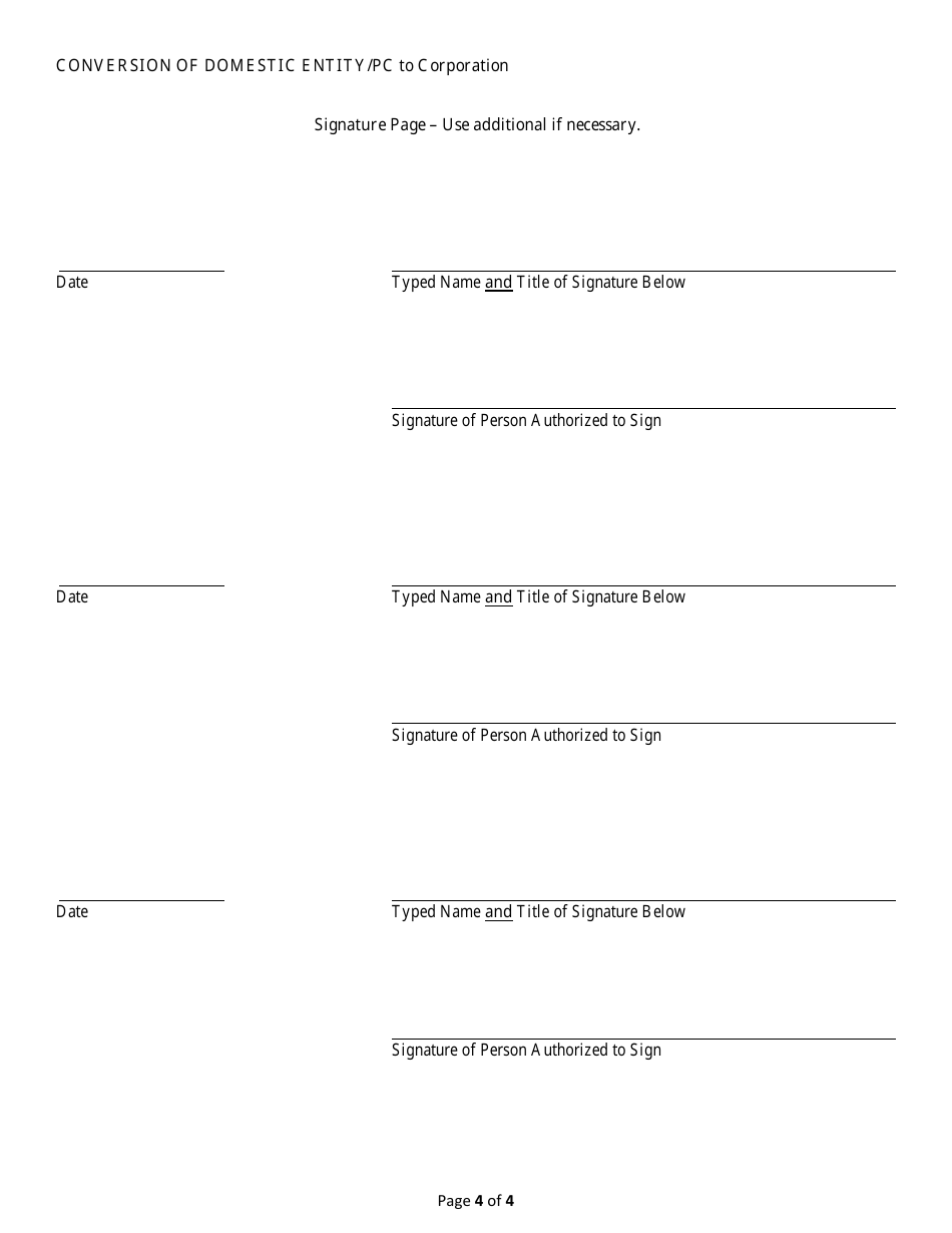 Conversion of a Domestic Entity - Professional Corporation to Business Corporation - Alabama, Page 4