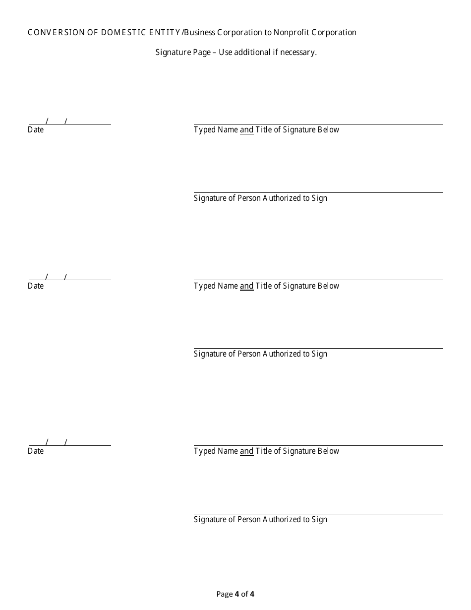 Conversion of a Domestic Entity - Business Corporation to Nonprofit Corporation - Alabama, Page 4