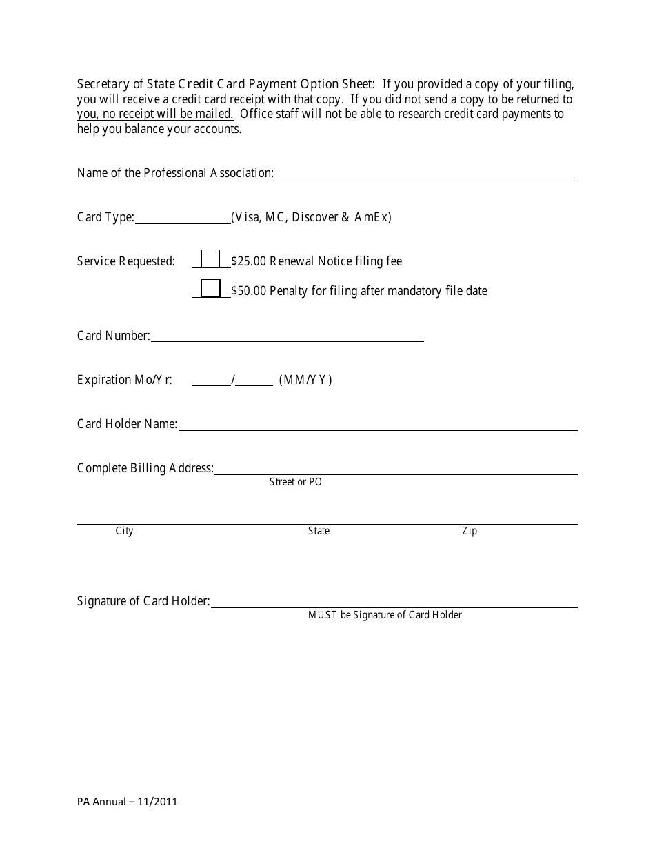 Domestic Professional Association Annual Renewal Notice - Alabama, Page 3