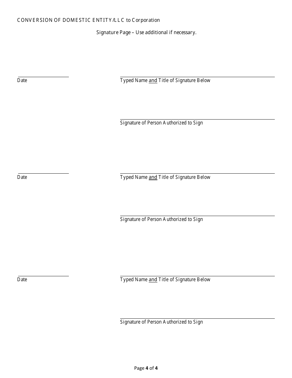 Conversion of a Domestic Entity - Limited Liability Company to Corporation - Alabama, Page 4