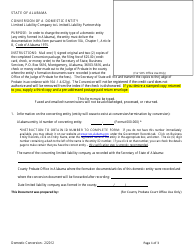 Conversion of a Domestic Entity - Limited Liability Company to Limited Liability Partnership - Alabama