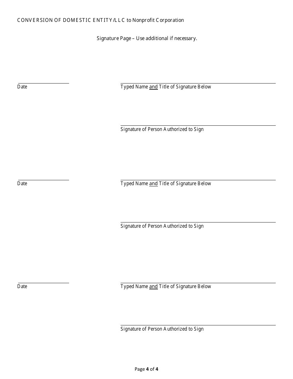 Conversion of a Domestic Entity - Limited Liability Company to Nonprofit Corporation - Alabama, Page 4
