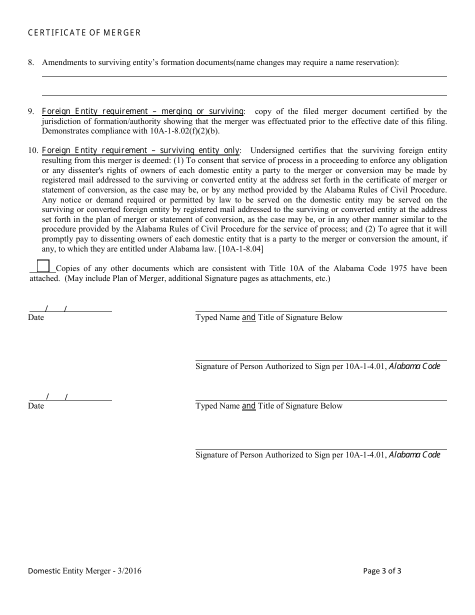 Certificate of Merger - Alabama, Page 3