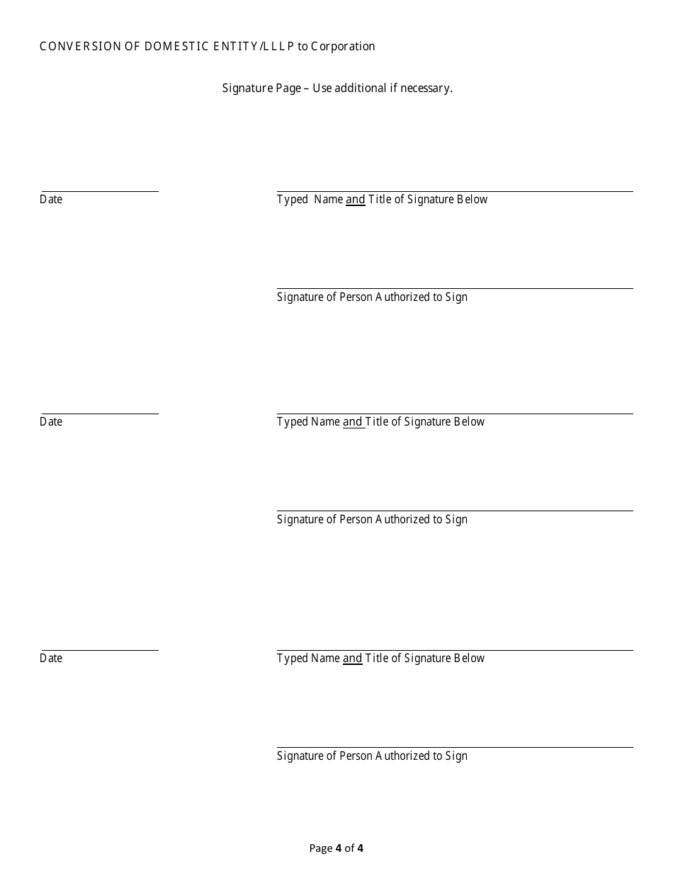 Conversion of a Domestic Entity - Limited Liability Limited Partnership to Corporation - Alabama, Page 4