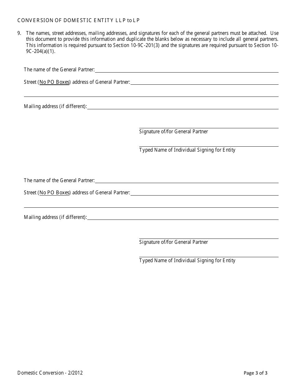 Conversion of a Domestic Entity LLP to Lp - Alabama, Page 3