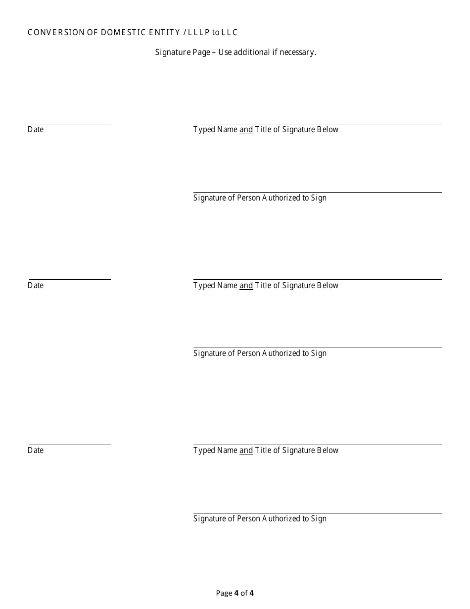 Conversion of a Domestic Entity - Limited Liabilitylimited Partnership to Limited Liability Company - Alabama, Page 4