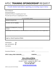 &quot;Apsc Training Sponsorship Request Form&quot; - Alaska