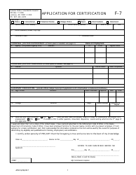Form F-7 &quot;Application for Certification&quot; - Alaska