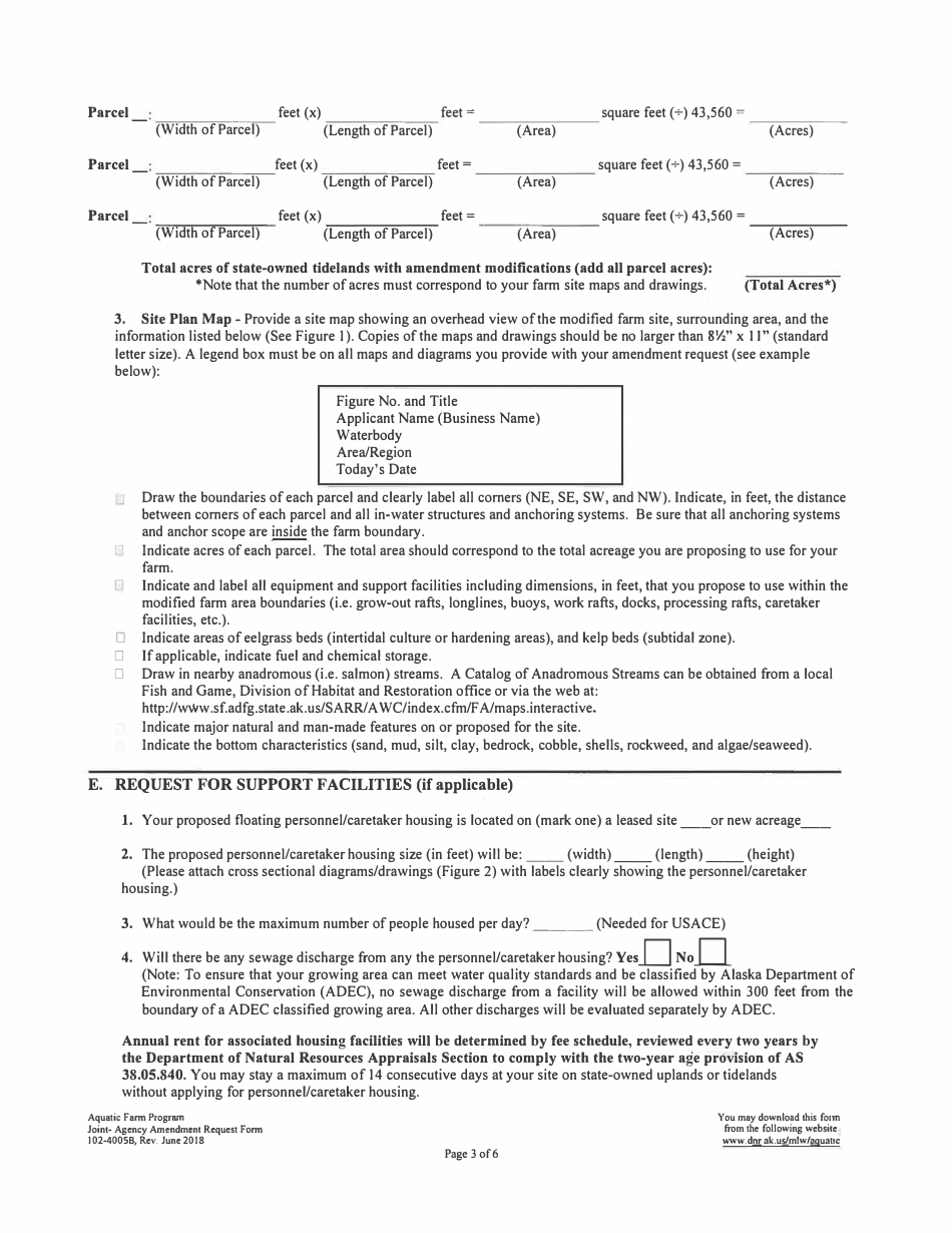 Form 102-4005B Joint Agency Aquatic Farm Amendment Request Form - Alaskas Aquatic Farm Program - Alaska, Page 5