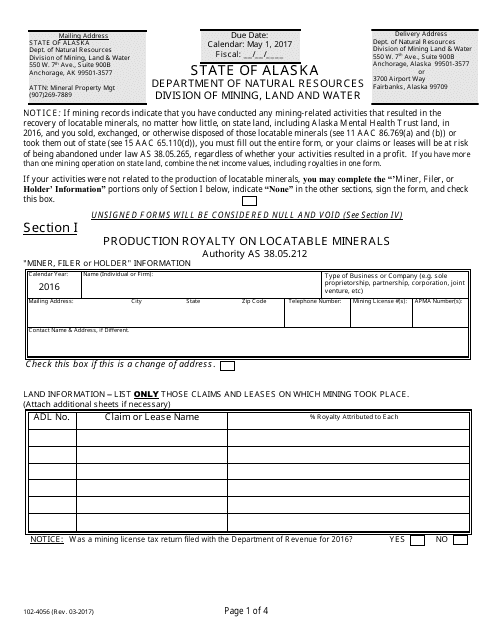 Form 102-4056  Printable Pdf
