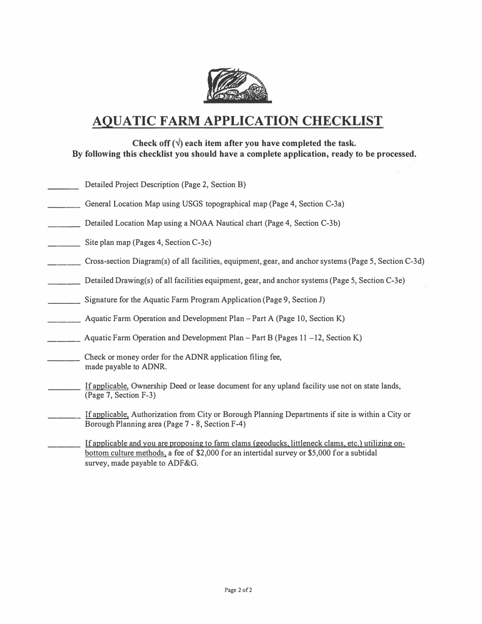 Form 102-4005 Aquatic Farm Program Application - Alaska, Page 2