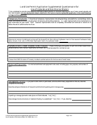 Document preview: Form 102-1084D Land Use Permit Application Supplemental Questionnaire for: Use of Uplands and Non Marine Waters - Alaska