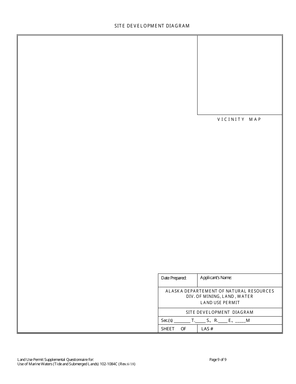 Form 102-1084C Land Use Permit Application Supplemental Questionnaire for Use of Marine Waters (Tide  Submerged Lands) - Alaska, Page 9