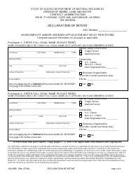 Form 102-4039 Declaration of Intent - Alaska