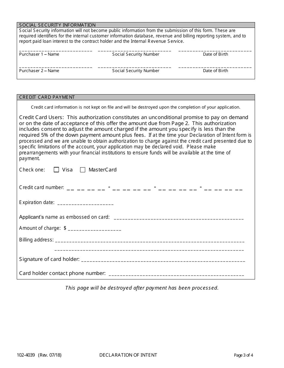 Form 102-4039 Declaration of Intent - Alaska, Page 3