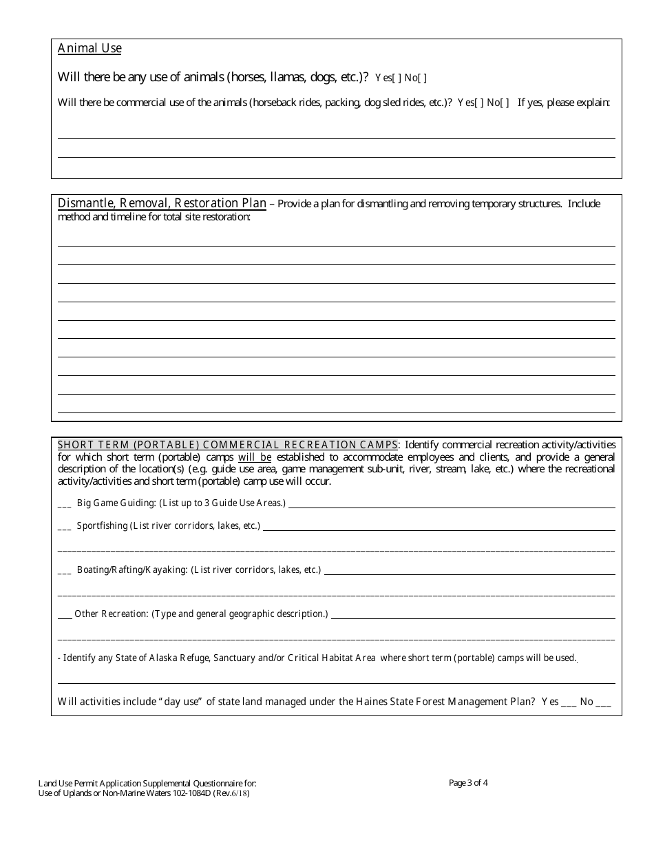 Form 102-1084A Land Use Permit Application - Alaska, Page 11