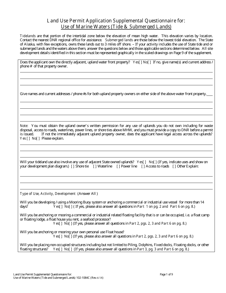 Form 102-1084A Land Use Permit Application - Alaska, Page 13